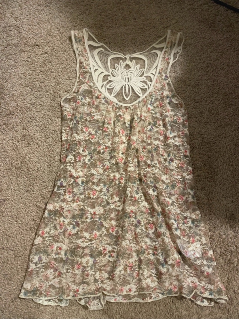 Papaya Lace-Back Floral Sleeveless Women's Top - Cream Floral